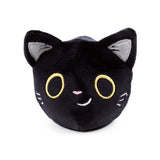Fortune Squeezies Lucky the Black Cat magic fortune teller plush squeezy toy front view with wide open yellow embroidered eyes on white background