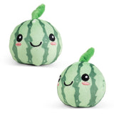 Two kawaii watermelon Fruit Squishy Plushies showing size and soft plush detail sensory fidget toy