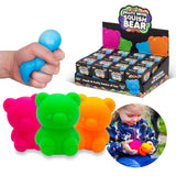 Full product display box of Fruity Neon Squish Bears showing all colour variants