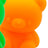 Close-up texture detail of a neon orange fruity squish bear