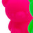 Close-up texture detail of a neon pink fruity squish bear
