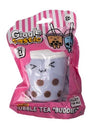 Blue-mint kawaii bubble tea squishy toy in Giggletastic pink polybag packaging
