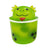 Green axolotl boba tea squish toy with spiky head and bubble tea cup body