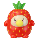 Red strawberry Gum Gums mini figure with yellow bubble, a scented squeeze toy collectible