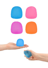 Blue, pink, purple and orange Gumdrop with Sugar textured squishy squeeze toys