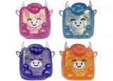 Pink, blue, purple and orange Hamish Highland Cow glitter maltose sugar cube squishies
