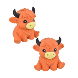 Hamish McSquish orange highland cow squishy stress relief fidget toy, two angles