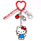 Hello Kitty and Friends Hello Kitty Keyring with Charms, red heart ring, apple milk