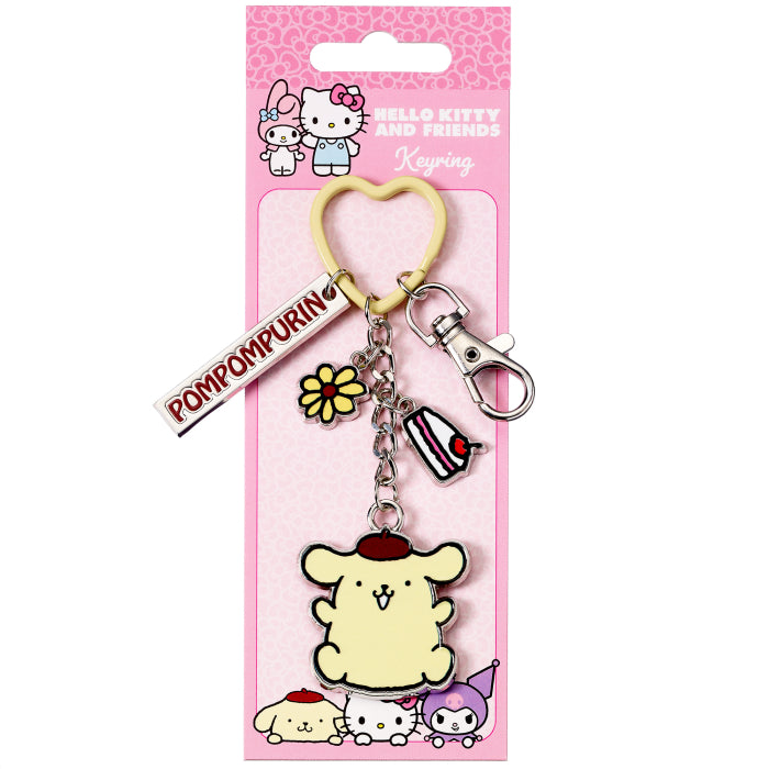 Hello Kitty and Friends Pompompurin Keyring with Charms on official backing card