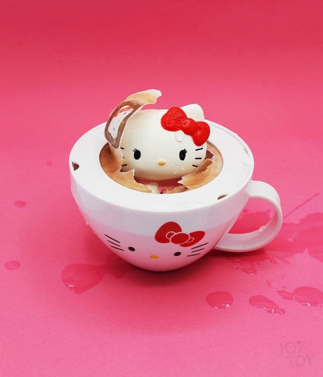 Hello Kitty surprise teacup, cracked open reveal, Sanrio squishy fidget toy