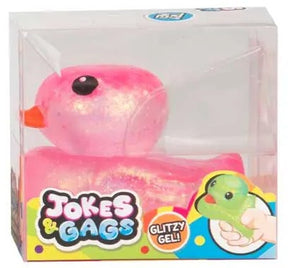 HTi Jokes & Gags Dazzling Duck pink glitter gel sensory squeeze toy