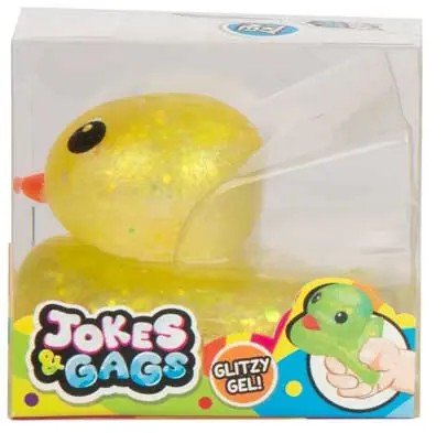 HTi Jokes & Gags Dazzling Duck yellow glitter gel sensory squeeze toy