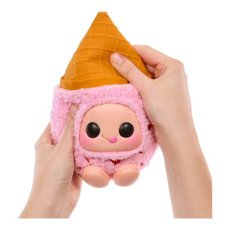 Hyojo Breyers Ice Cream strawberry pink collectible plush held in two hands