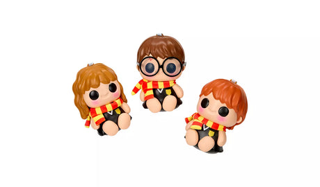 Hyojo Hermione, Harry and Ron squishy blind box figures with striped scarves and robes