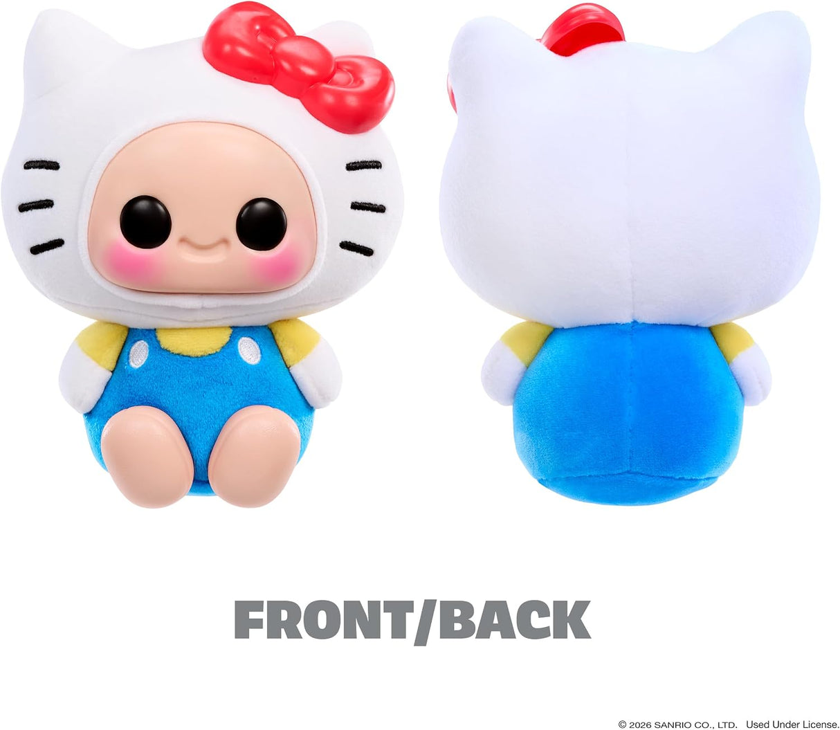 Hyojo Hello Kitty squishy plush keychain front and back view, sensory collectible toy