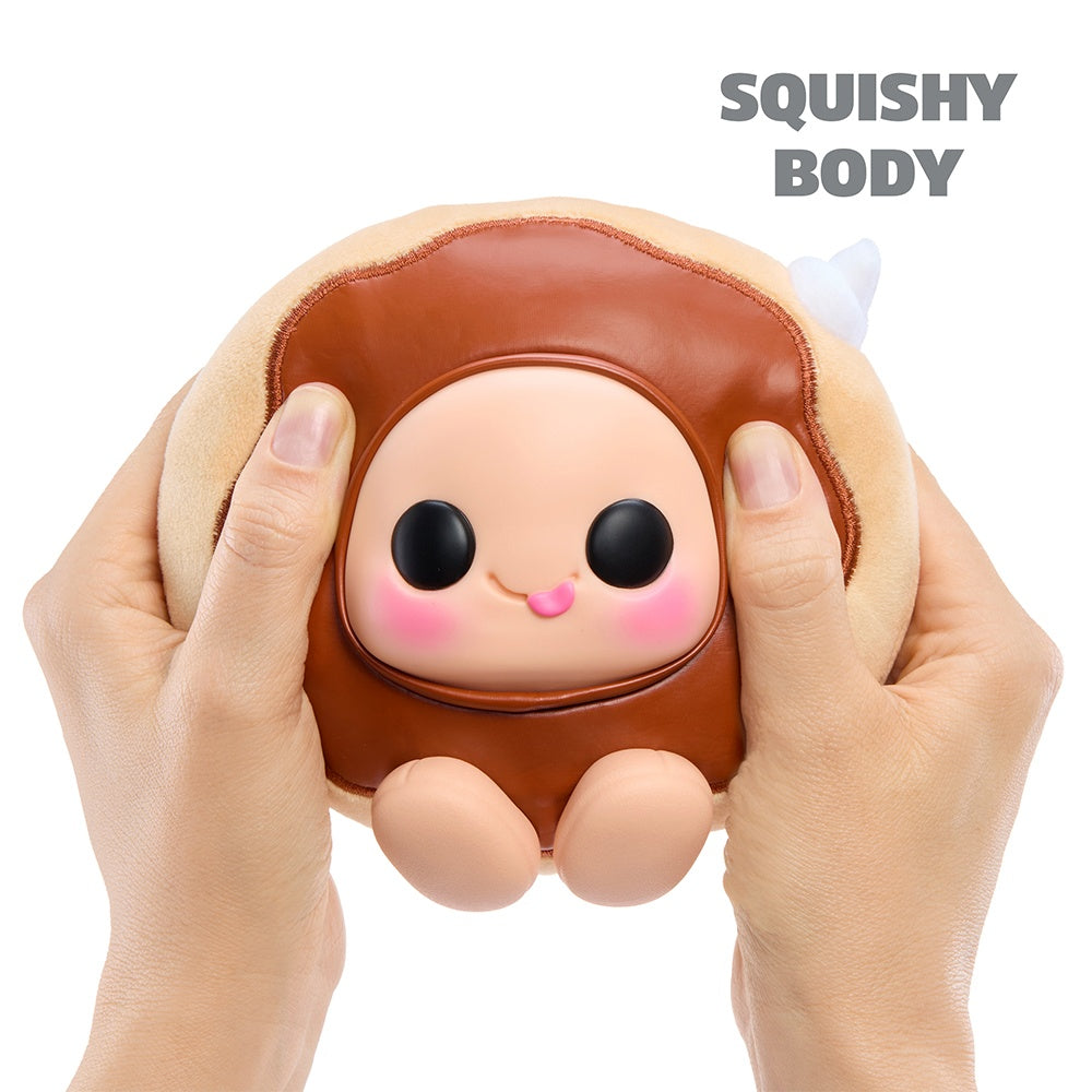 Hyojo Krispy Kreme chocolate doughnut plush squeezed, squishy sensory fidget toy