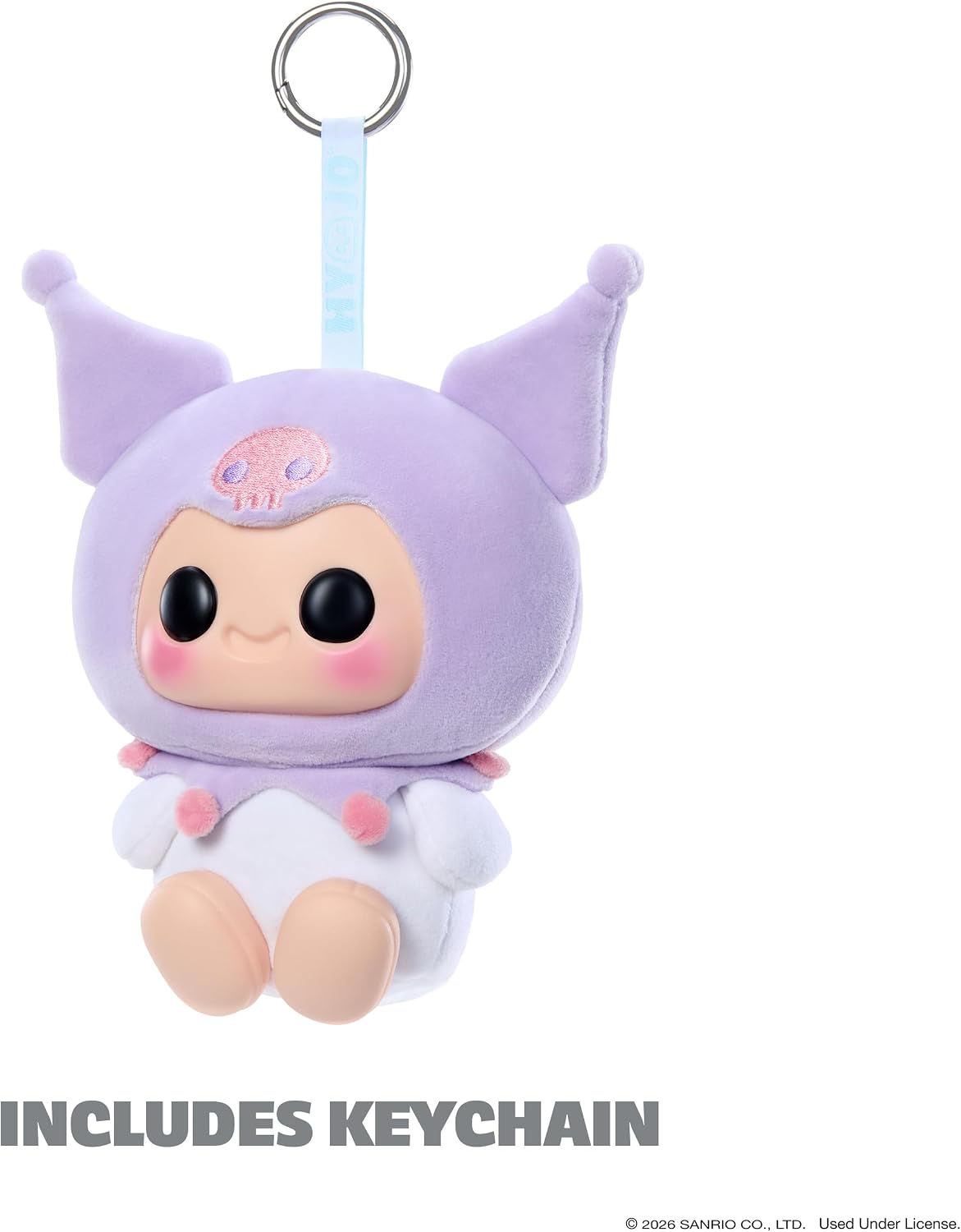 Hyojo Kuromi squishy plush keychain toy, purple sensory collectible with skull detail