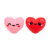 J'adoramals Squeezie Heart squishy stress toy, pink and red kawaii heart pair