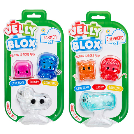 Jelly Blox Farmer and Shepherd sets stretchy squishy sensory fidget figures