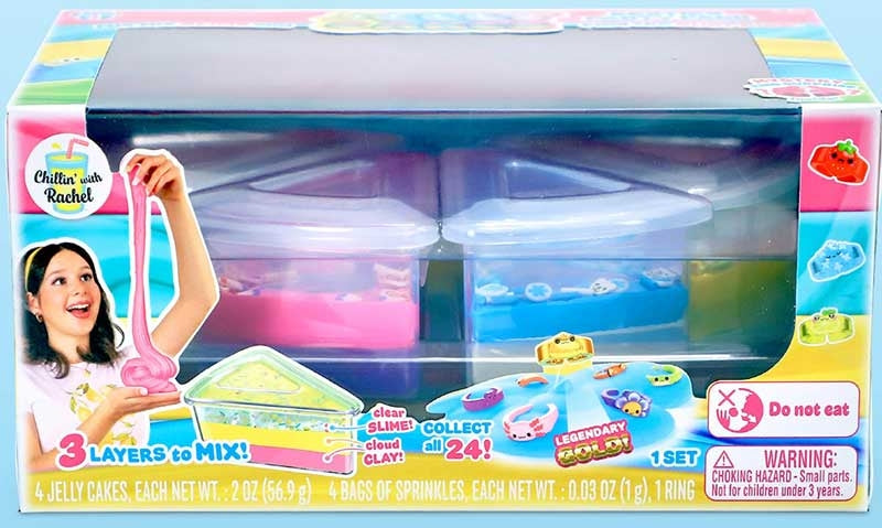 Jelly Cakes Besties Party Pack retail box, layered slime sensory toy with mystery ring