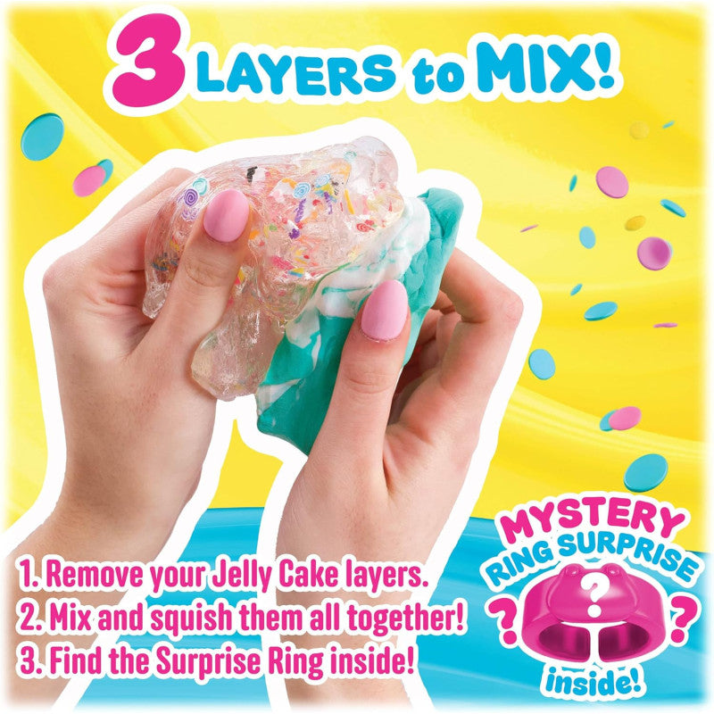Jelly Cakes x Chillin With Rachel three-layer sensory slime being mixed by hand