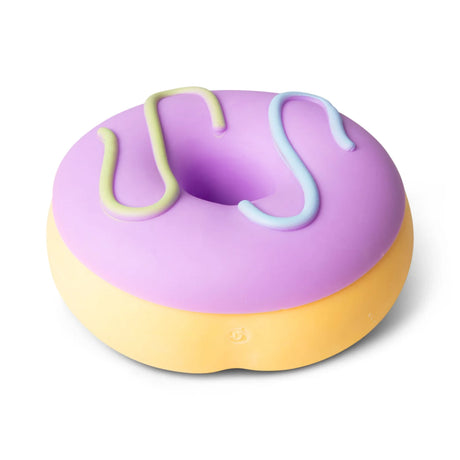 Purple and yellow jumbo donut squishy with coloured drizzle detail