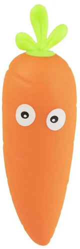 Jumbo Mega Carrot giant squishy stretchy orange carrot sensory fidget toy with googly eyes on white background