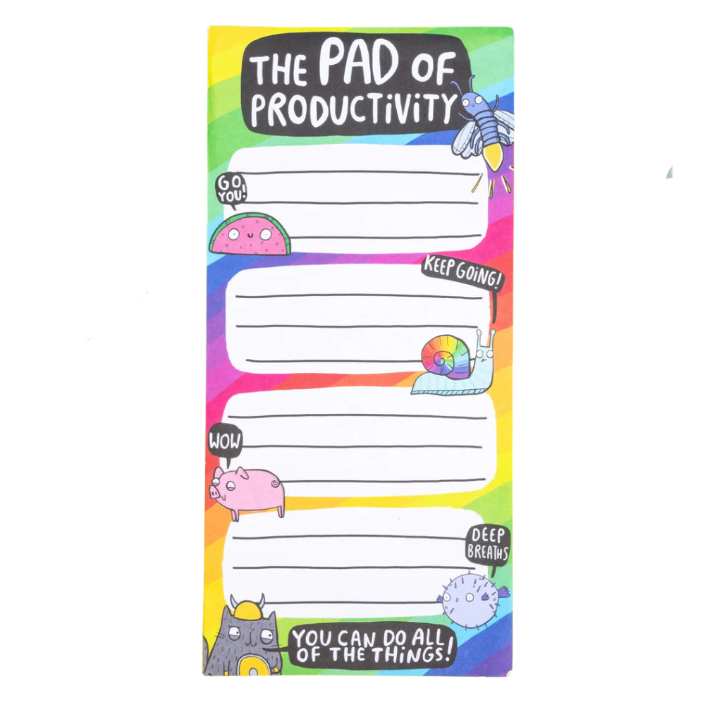 Katie Abey Pad of Productivity rainbow to-do list notepad, white background