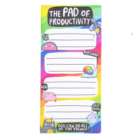 Katie Abey Pad of Productivity rainbow to-do list notepad, white background
