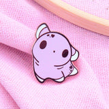 Kawaii purple axolotl hard enamel pin with white fins, heart details