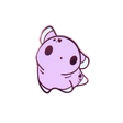 Kawaii purple axolotl hard enamel pin, white background product shot
