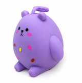 Purple kawaii bear squishy toy with colourful spots, sensory squeeze toy