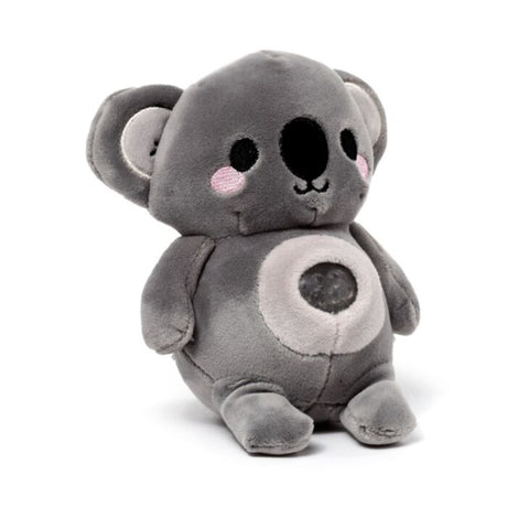 Kawaii koala gel bead belly squeeze plush toy — a grey koala soft toy with a large black embroidered nose, pink blush cheeks, and a clear gel bead window on the belly