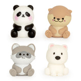 Set of four kawaii squishy animal fidget toys, panda otter raccoon polar bear sensory toys