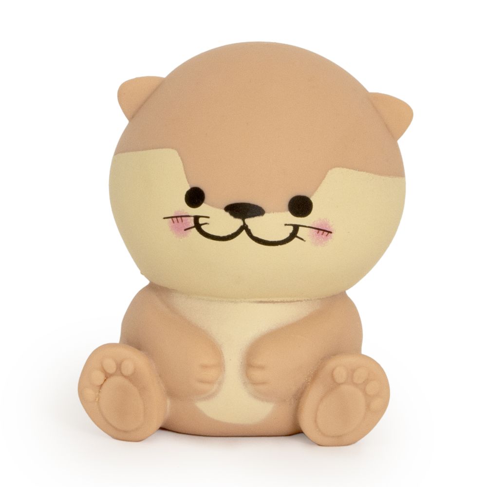Brown otter kawaii squishy fidget toy with cream face, soft sensory squeeze toy