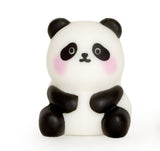 Black and white panda kawaii squishy fidget toy with pink cheeks, soft sensory squeeze toy