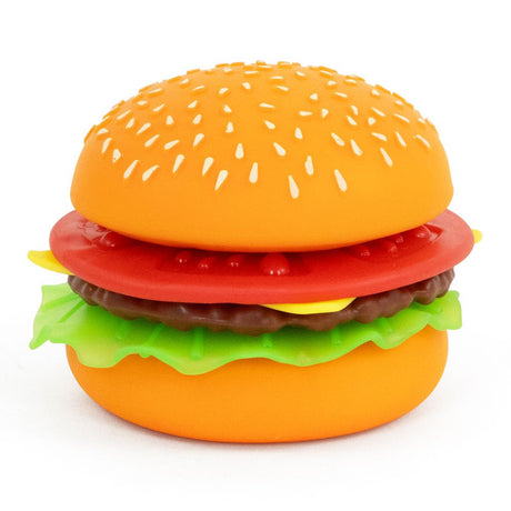 Fully assembled Keycraft Big Squij Peel 'N Stack Burger squishy toy on a white background