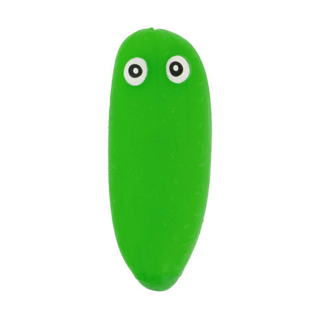 Green Keycraft Crunchy Pickle squishy sensory toy with bumpy skin and cartoon eyes