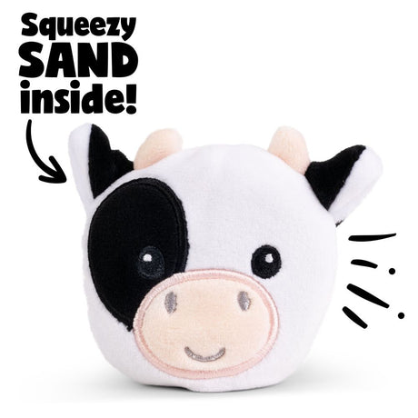 Keycraft Farm Sand Plush cow squeezy sand inside feature, sensory fidget toy