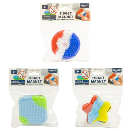 Keycraft Fidget Magnet sensory toy three shapes: circle, square, star, multicolour