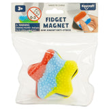Keycraft star-shaped fidget magnet sensory toy, red blue yellow, in packaging