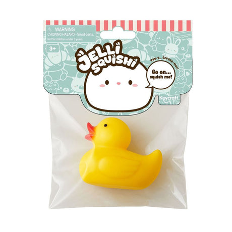 Yellow rubber duck Jelli Squishi squishy toy in Keycraft polybag packaging