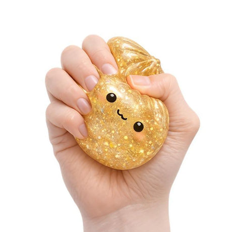 Keycraft Lucky Bao large gold glitter squishy dumpling fidget toy squeezed in hand