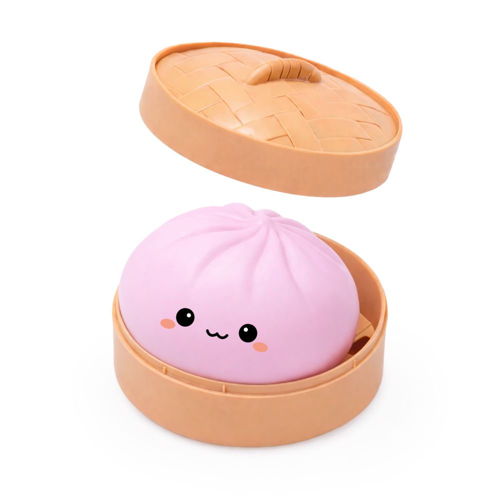 Keycraft Lucky Bao large lilac squishy dumpling sensory fidget toy in steamer