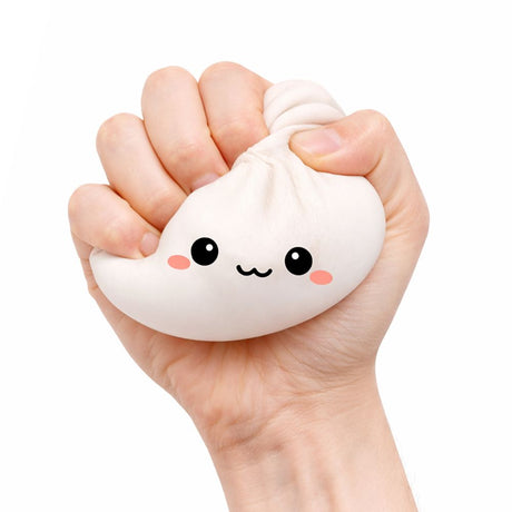 Keycraft Lucky Bao large white squishy dumpling fidget toy squeezed in fist