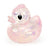 Pink glitter Keycraft squishy duck, a clear stretchy duck sensory toy with iridescent sparkles