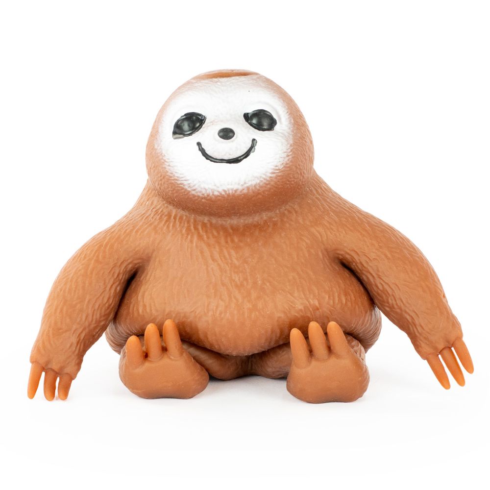 Keycraft Stretch N Smash Sloth brown stretchy sensory fidget toy, seated pose