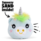 Keycraft Unicorn Sand Plush blue pigicorn squeezy sand inside feature, sensory fidget toy