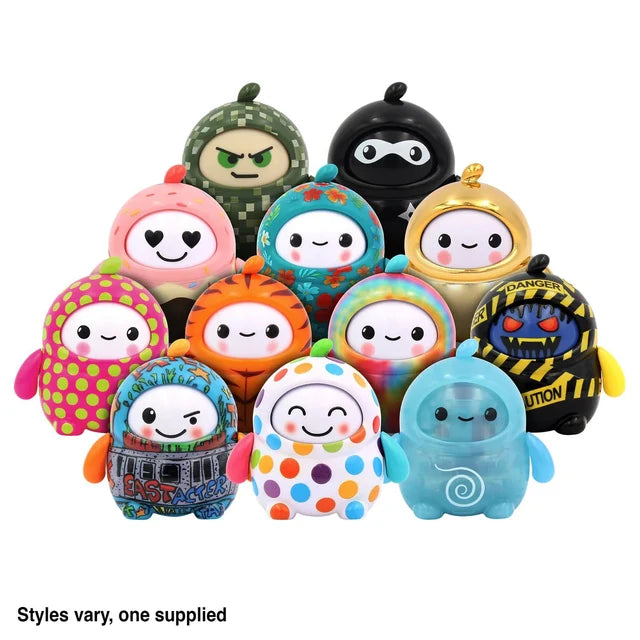 Twelve LamaTama Series 1 collectible characters grouped together showing full design range
