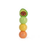 Legami 3-in-1 avocado highlighter stack assembled in green, yellow and orange with a smiling avocado topper